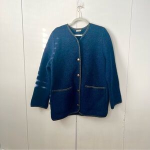 Vintage LL Bean 100% wool boiled wool texture navy jacket size Medium